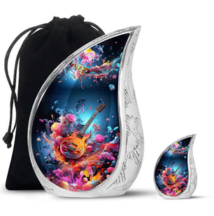 Teardrop Shape Music Urn Large Urn With 1 Keepsake Urn