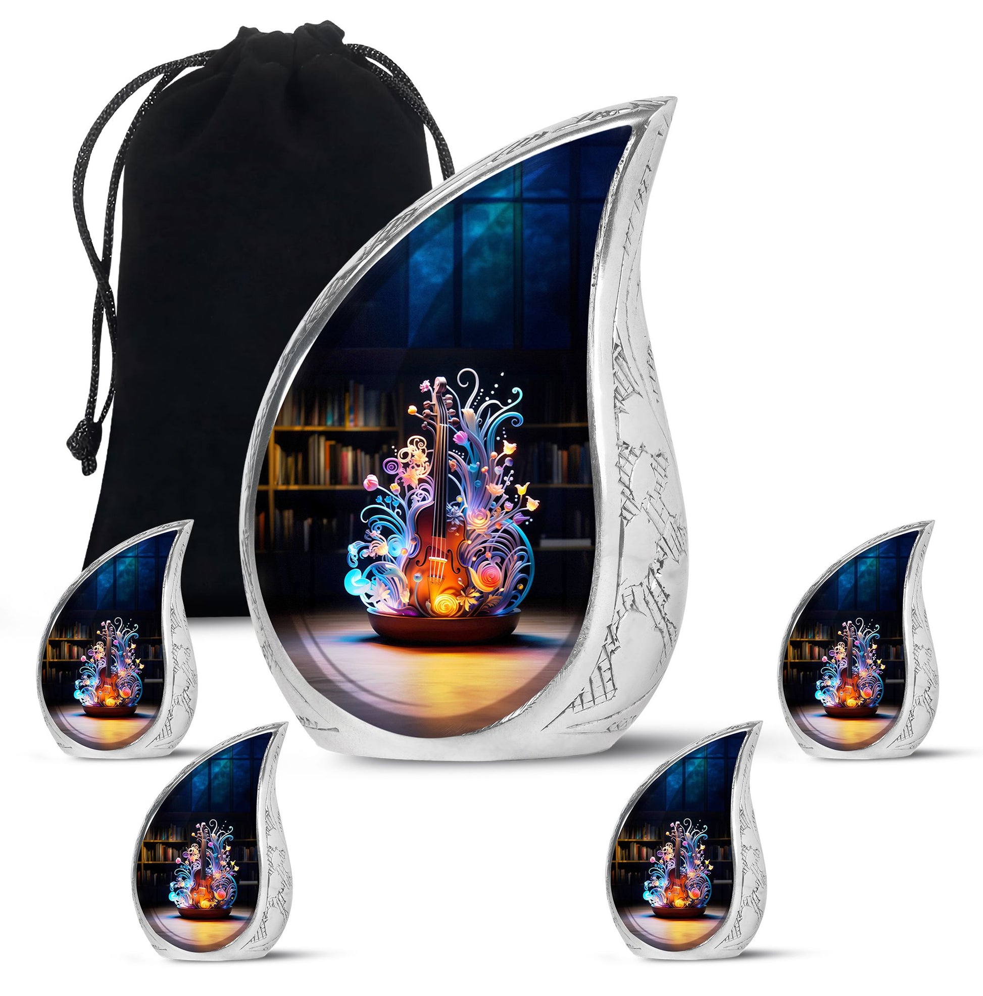 Teardrop Shape Music Urn Large Urn With 4 Keepsake Urn