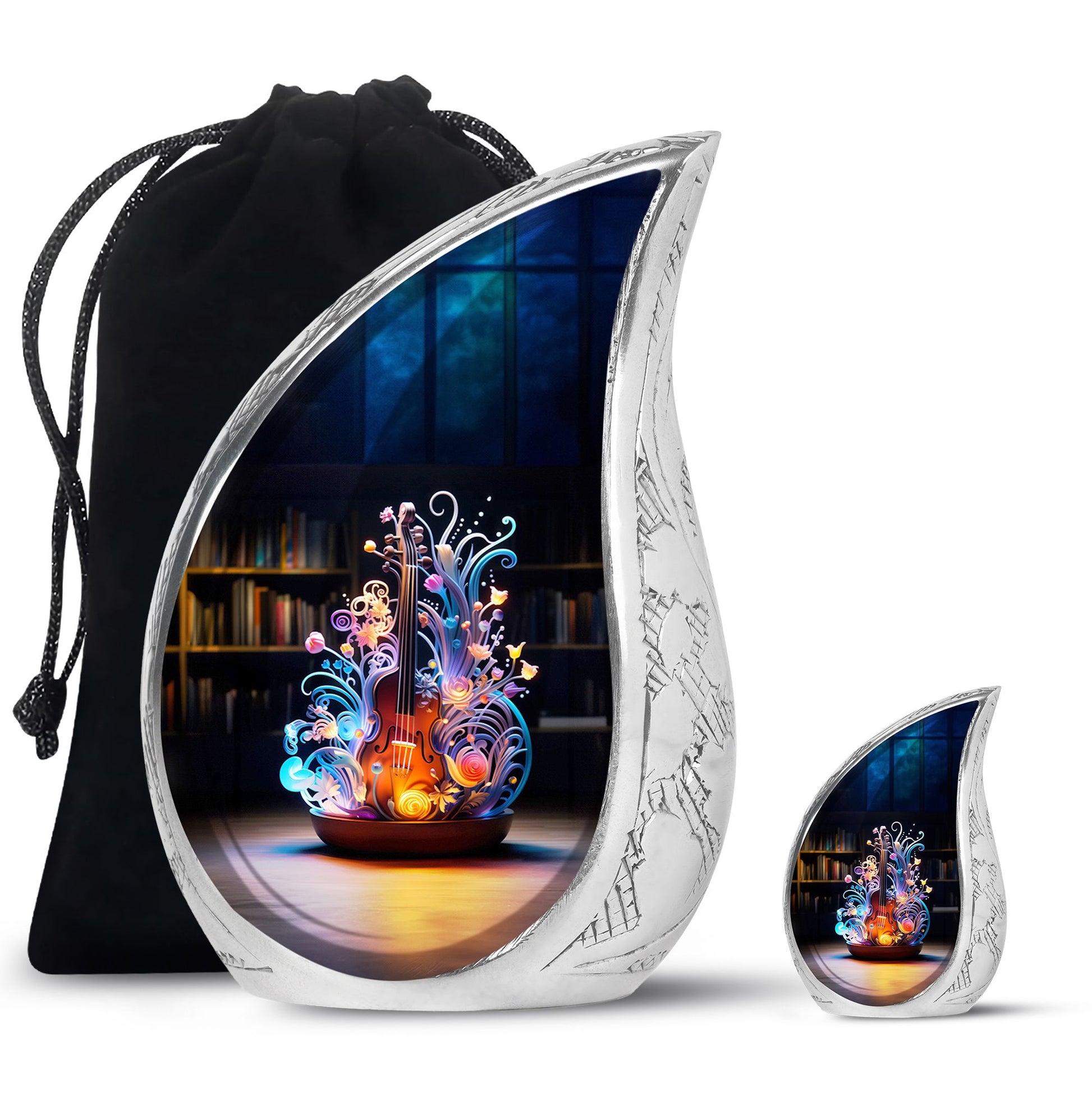 Teardrop Shape Music Urn Large Urn With 1 Keepsake Urn