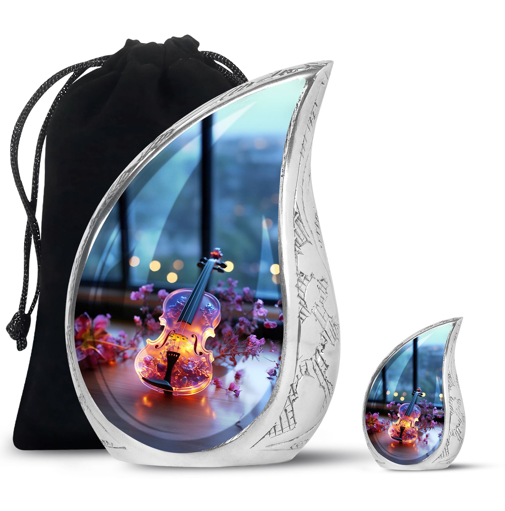 Teardrop Shape Music Urn Large Urn With 1 Keepsake Urn
