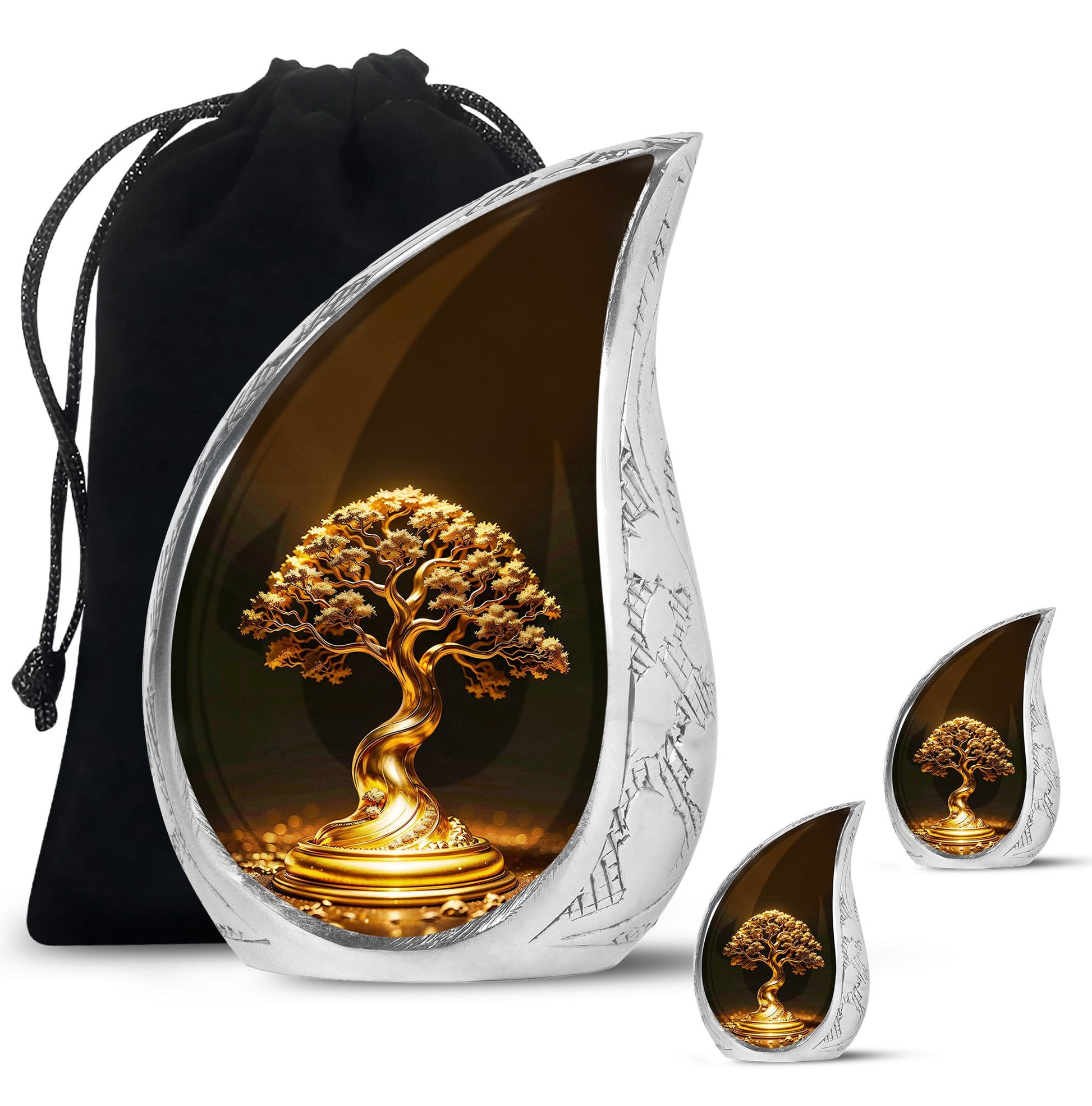 Teardrop Shaped  Large Urn With 2 Keepsake