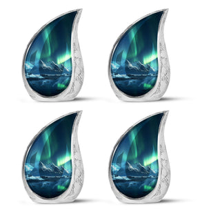 Teardrop Shape Aurora Borealis Urn Keepsake Urn Pack of 4