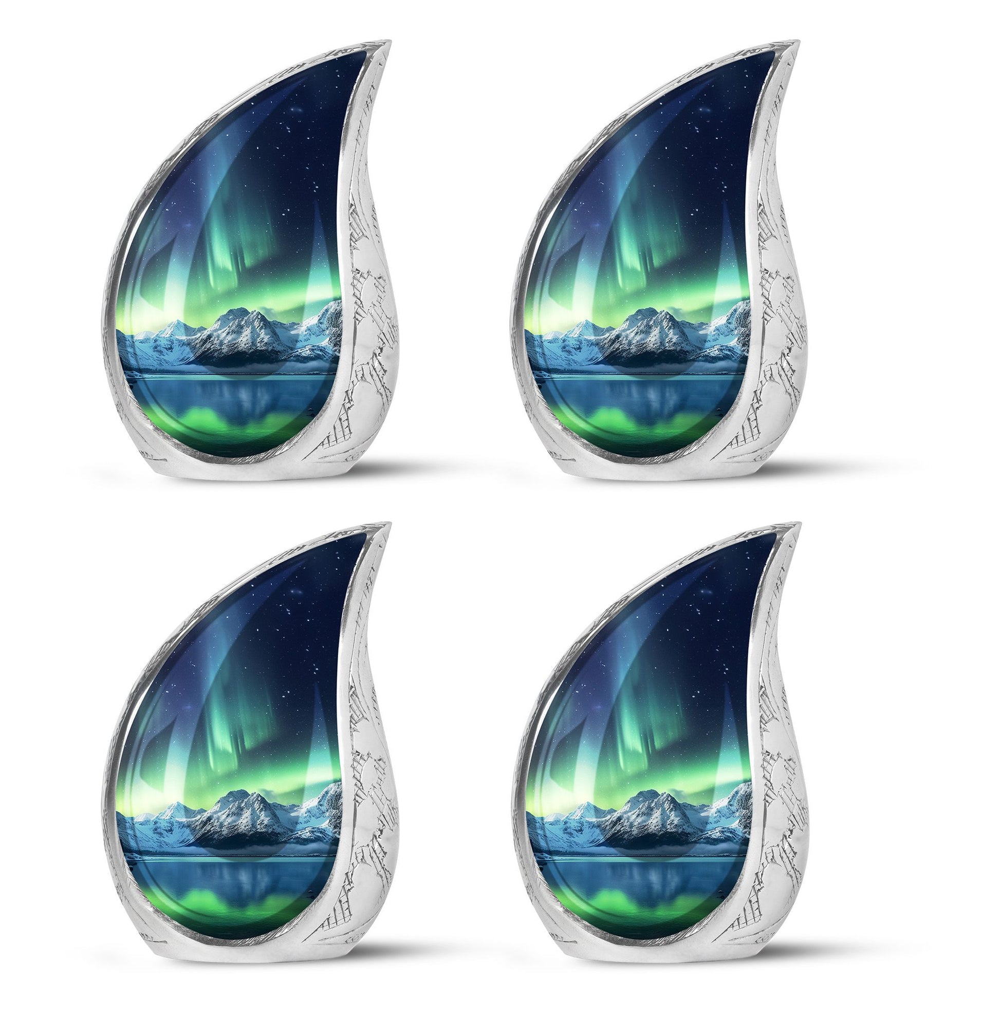 Teardrop Shape Aurora Borealis Urn Keepsake Urn Pack of 4