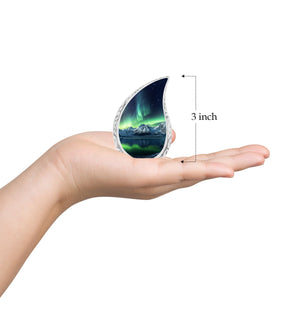 Teardrop Shape Aurora Borealis Urn Keepsake 3 Inch
