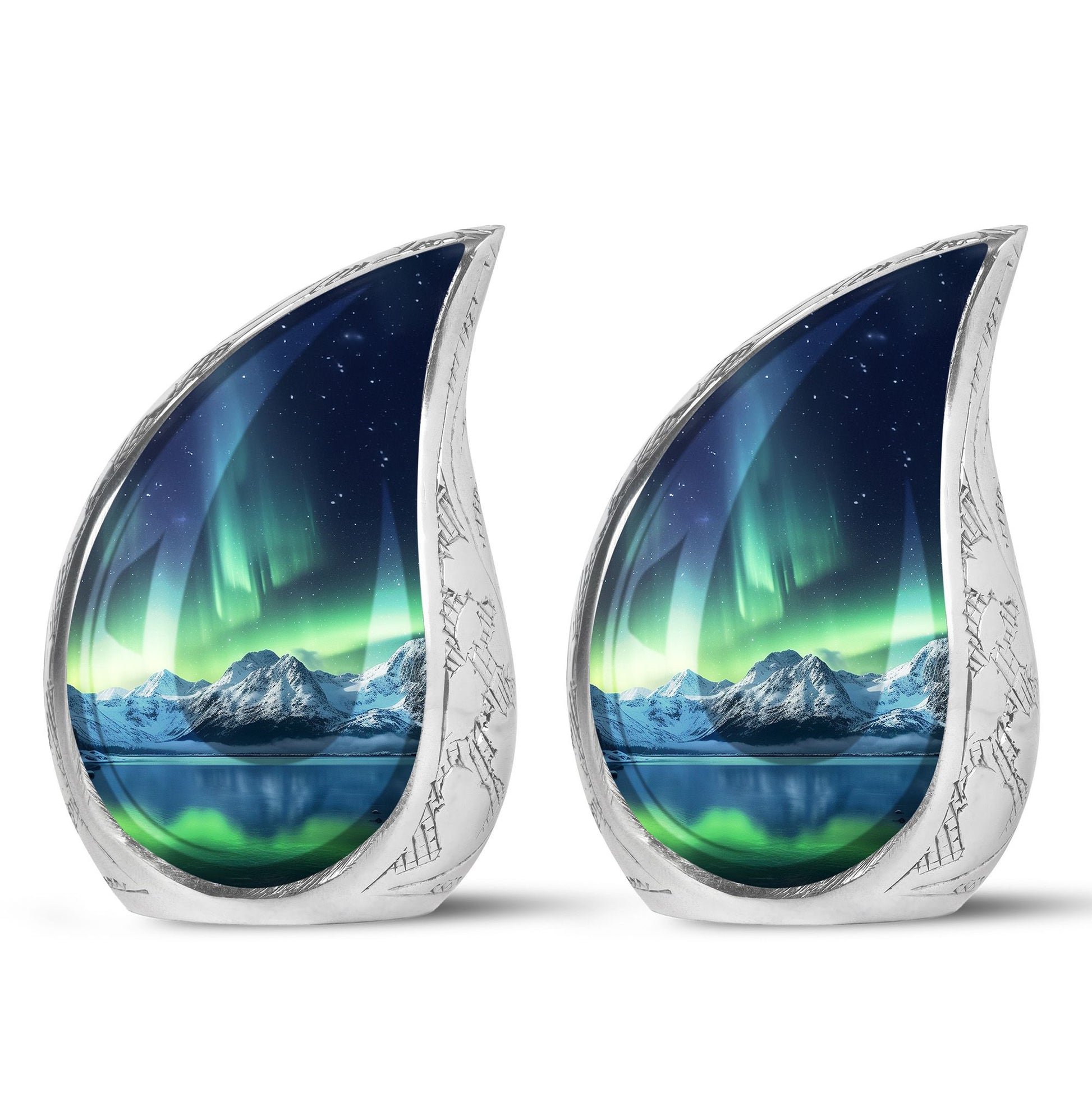 Teardrop Shape Aurora Borealis Urn Keepsake Urn Pack of 2