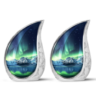 Teardrop Shape Aurora Borealis Urn Keepsake Urn Pack of 2