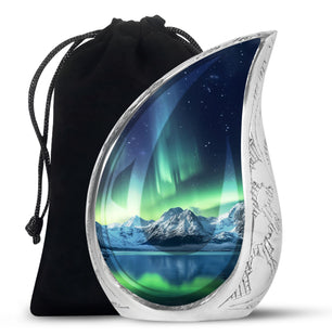 Teardrop Shape Aurora Borealis Urn Large 10 Inch