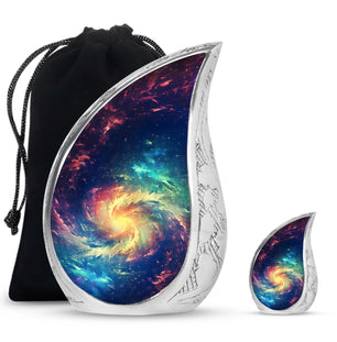 The Cosmic Dance - Galaxy Urn Large Teardrop, Heart Urn For Ashes