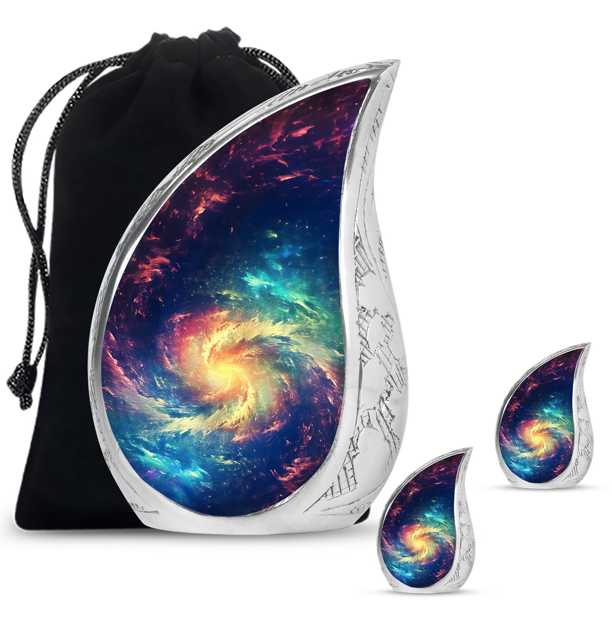The Cosmic Dance - Galaxy Urn Large Teardrop, Heart Urn For Ashes