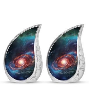 Stars In The Galactic Nexus - Galaxy Urn Teardrop, Heart Cremation Urn