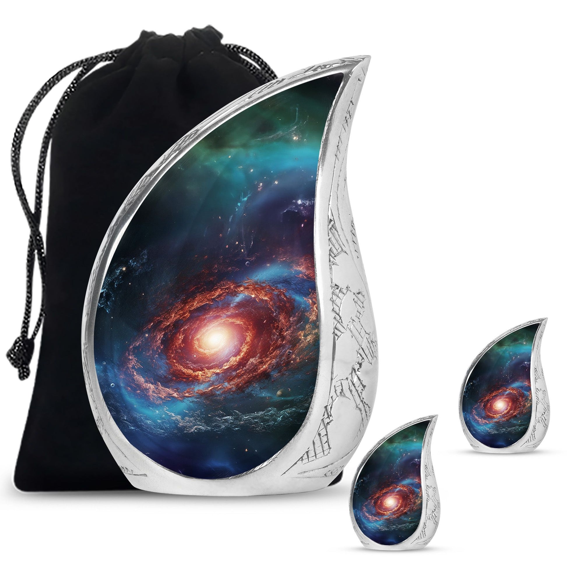 Stars In The Galactic Nexus - Galaxy Urn Teardrop, Heart Cremation Urn