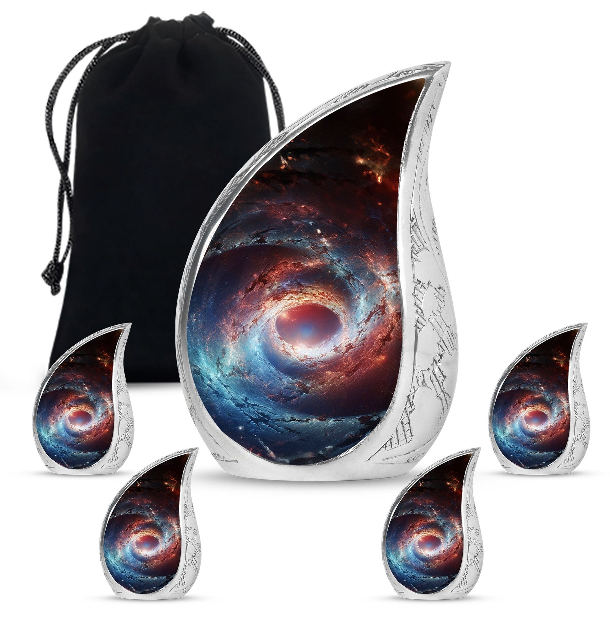 The Cosmic Dance Of Galaxies - Galaxy Urn Teardrop, Heart Shape Urn