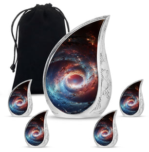 The Cosmic Dance Of Galaxies - Galaxy Urn Teardrop, Heart Shape Urn