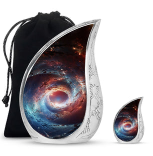 The Cosmic Dance Of Galaxies - Galaxy Urn Teardrop, Heart Shape Urn