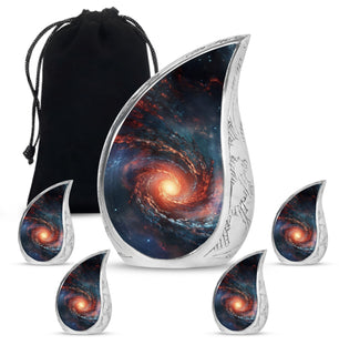 Spiral Cosmos - Galaxy Urn Teardrop, Heart Cremation Urn