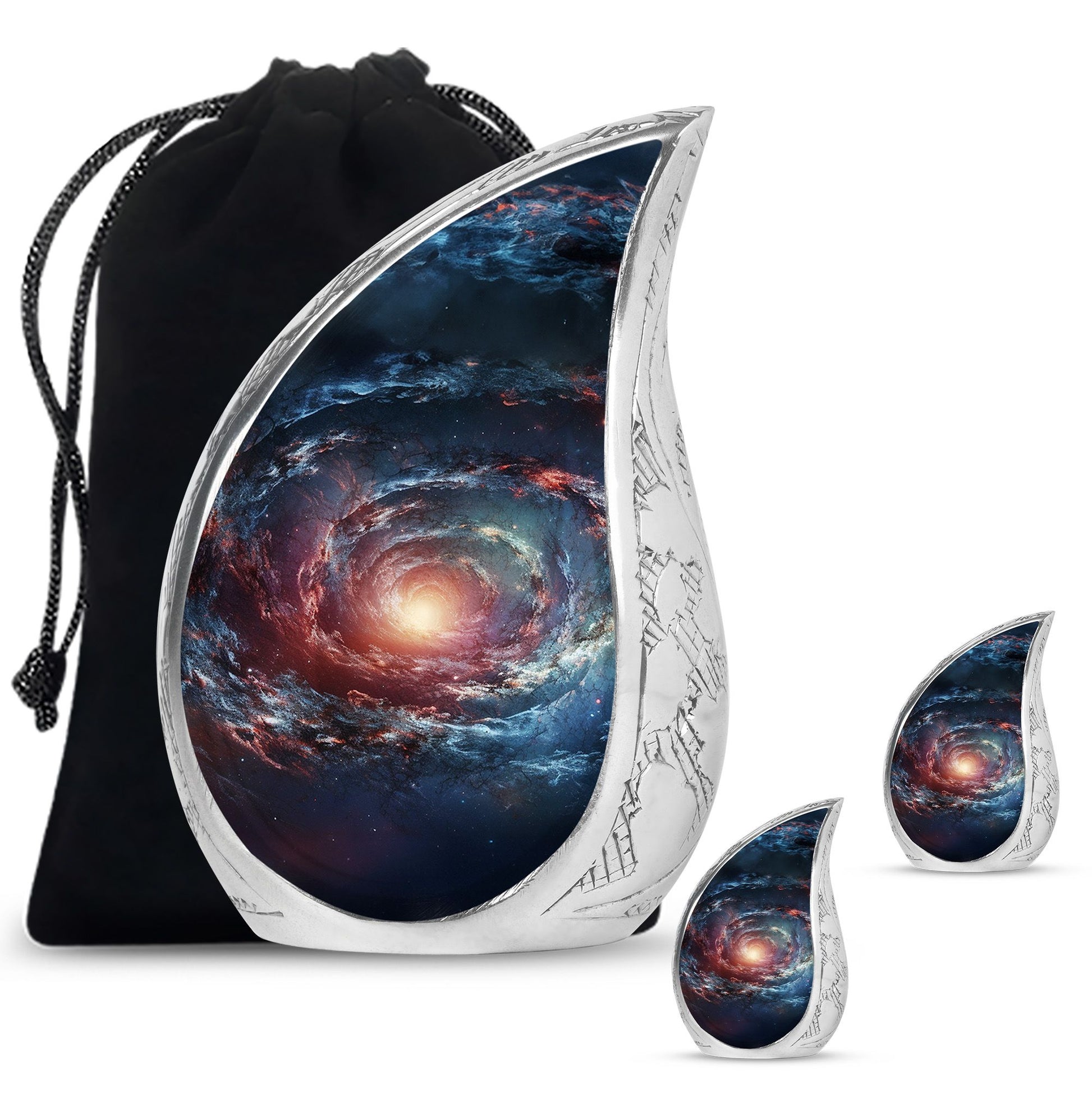 Spin Of Starry Skies - Galaxy Urn Large Teardrop, Heart Urn For Ashes