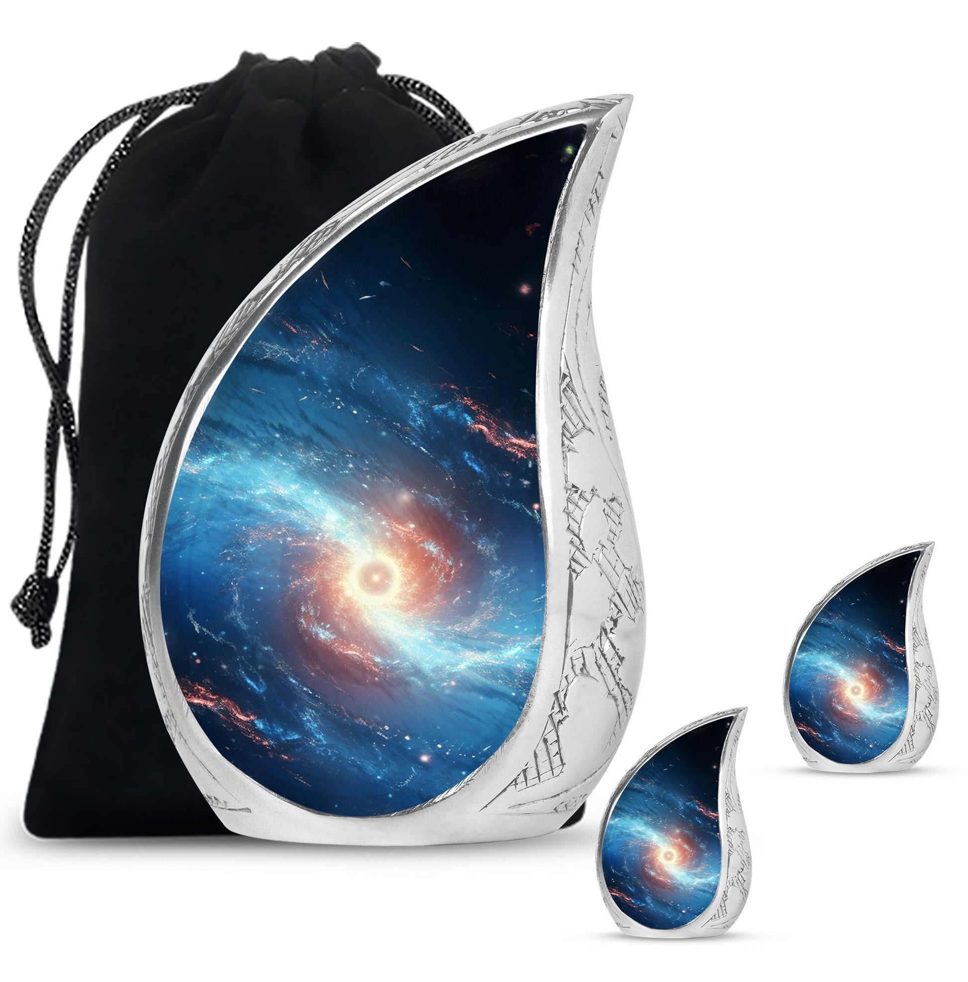 The Galaxy's Luminous Swirl - Galaxy Urn Teardrop, Heart Shape Urn