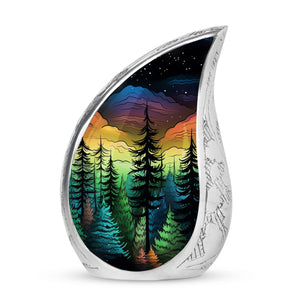 The Forest's Hues - Northern Light Large Teardrop, Heart Urn For Ashes