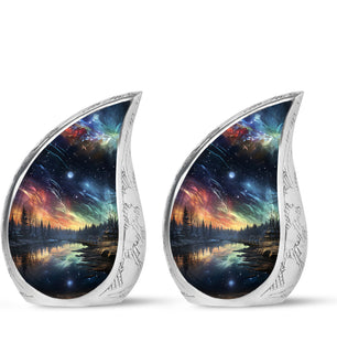 Aurora Borealis Wonderland - Northern Light Teardro Urn For Ashes