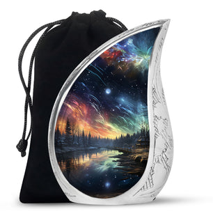 Aurora Borealis Wonderland - Northern Light Teardro Urn For Ashes