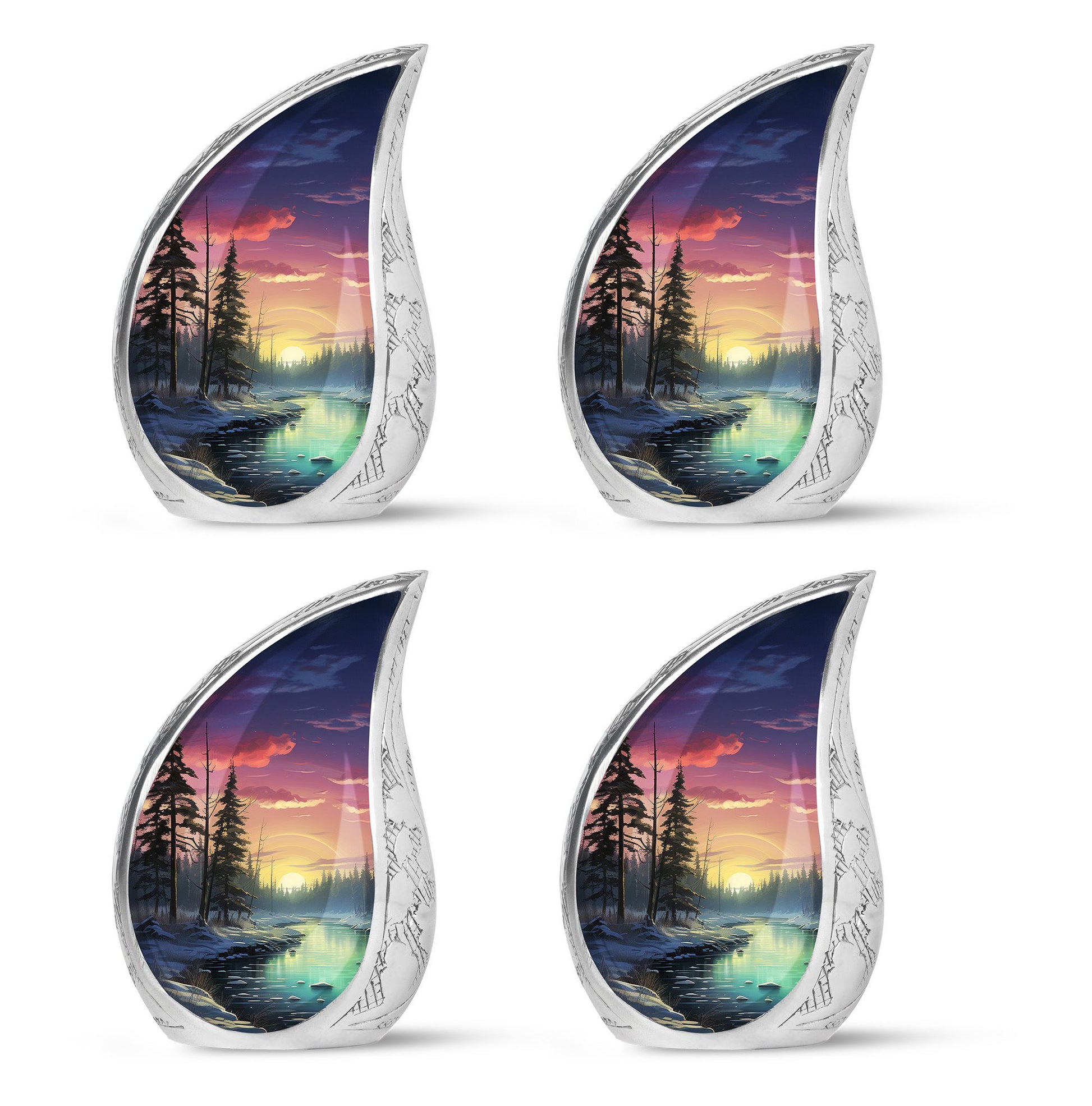 Glow On A Frozen Creek - Northern Lights Teardro Urn For Ashes