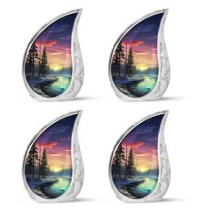 Glow On A Frozen Creek - Northern Lights Teardro Urn For Ashes