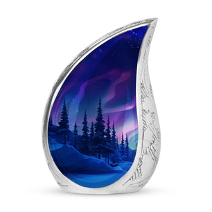 Aurora Borealis - Northern Lights Teardrop, Heart Shape Urn