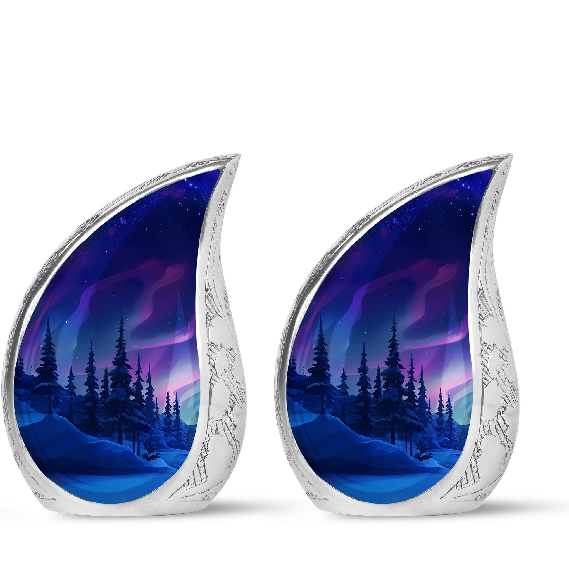 Aurora Borealis - Northern Lights Teardrop, Heart Shape Urn