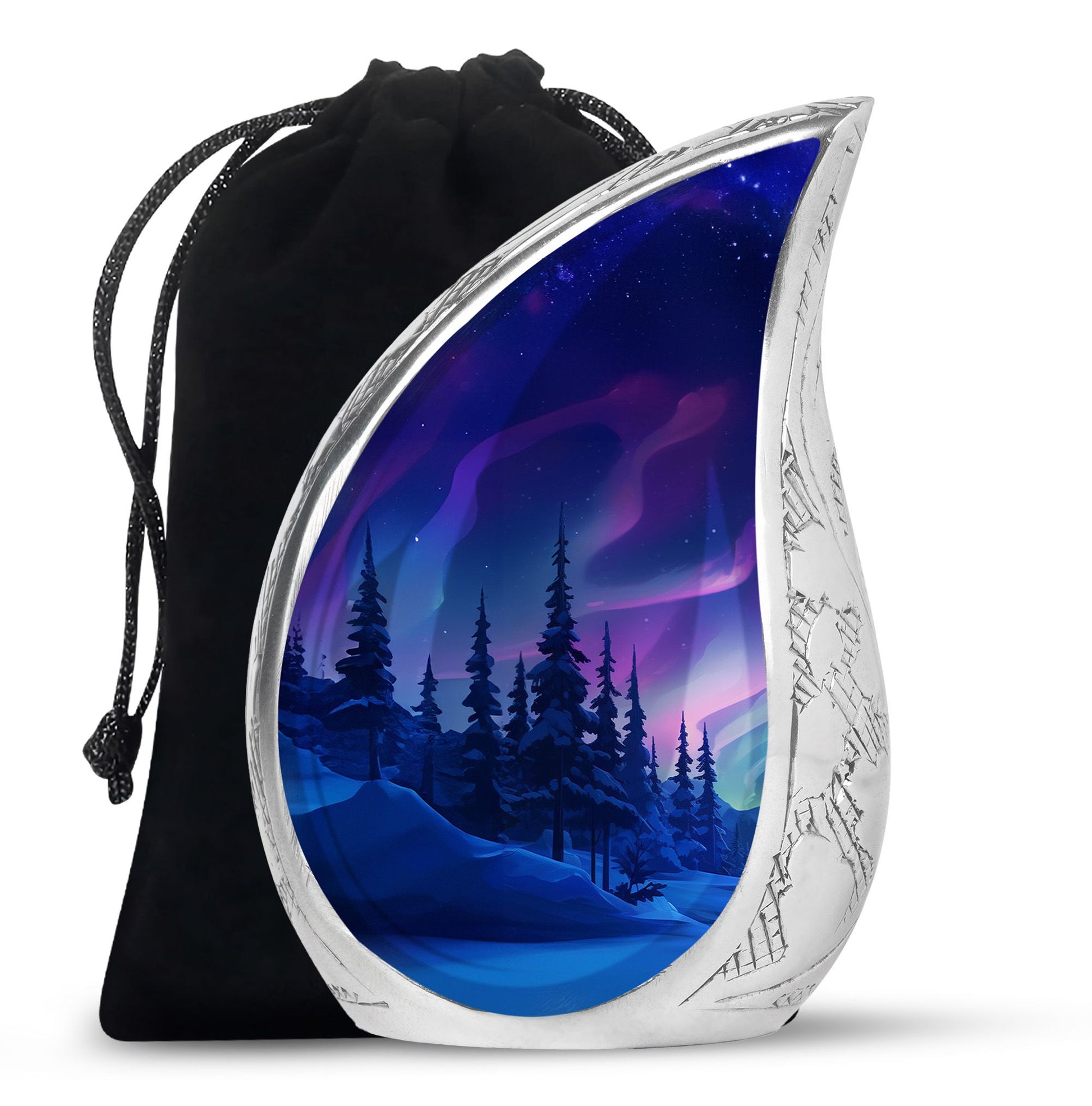 Aurora Borealis - Northern Lights Teardrop, Heart Shape Urn