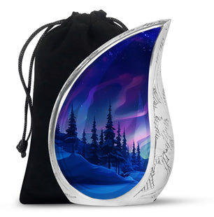Aurora Borealis - Northern Lights Teardrop, Heart Shape Urn