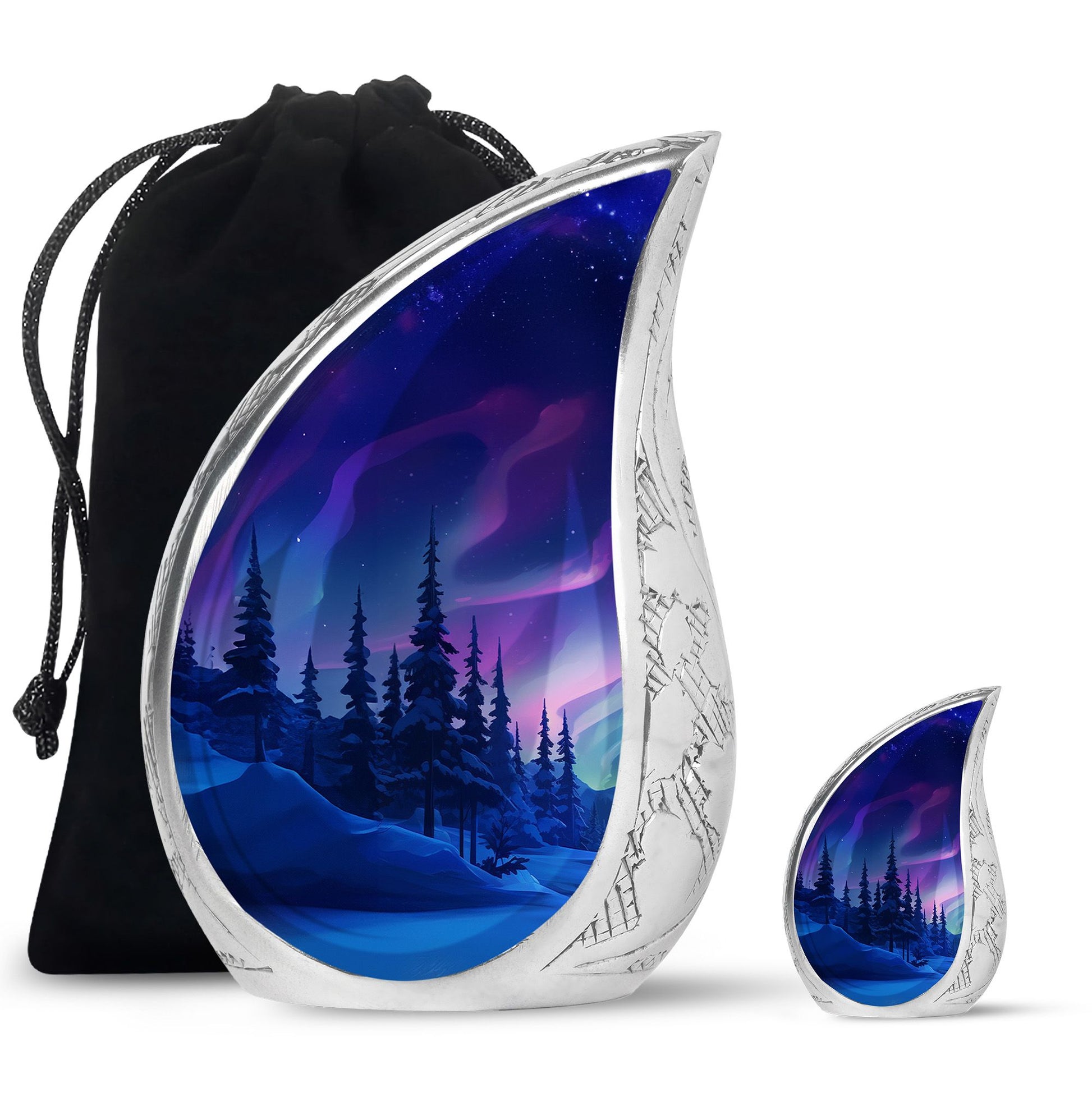 Aurora Borealis - Northern Lights Teardrop, Heart Shape Urn