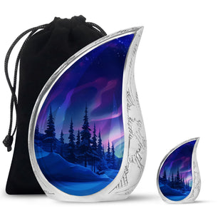 Aurora Borealis - Northern Lights Teardrop, Heart Shape Urn