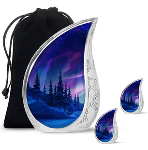 Aurora Borealis - Northern Lights Teardrop, Heart Shape Urn