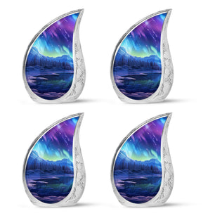 Mountain - Northern Lights Teardrop, Heart Cremation Urn