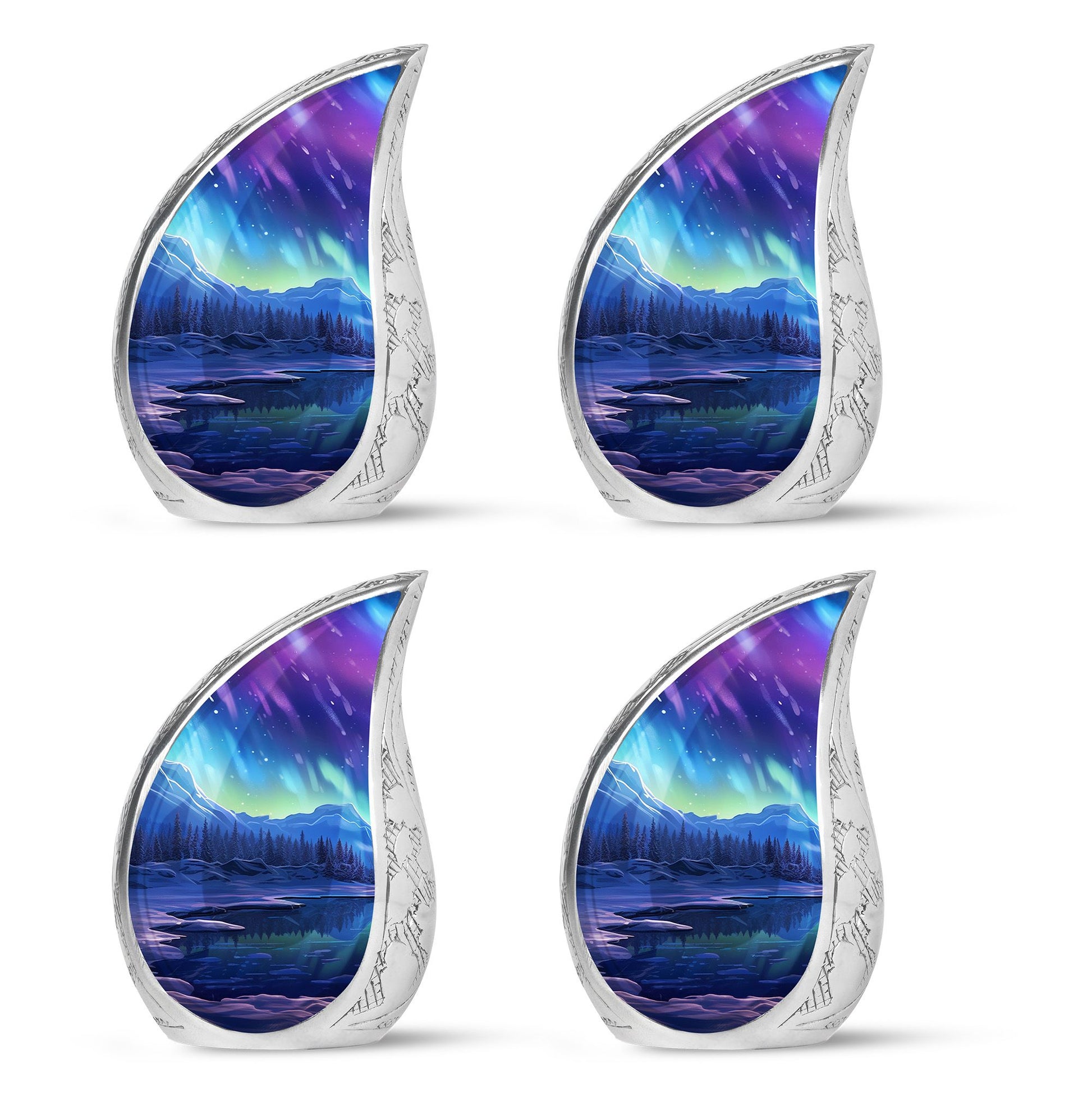 Mountain - Northern Lights Teardrop, Heart Cremation Urn