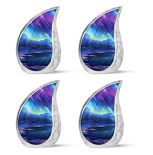 Mountain - Northern Lights Teardrop, Heart Cremation Urn