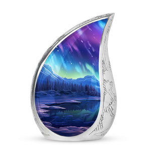 Mountain - Northern Lights Teardrop, Heart Cremation Urn