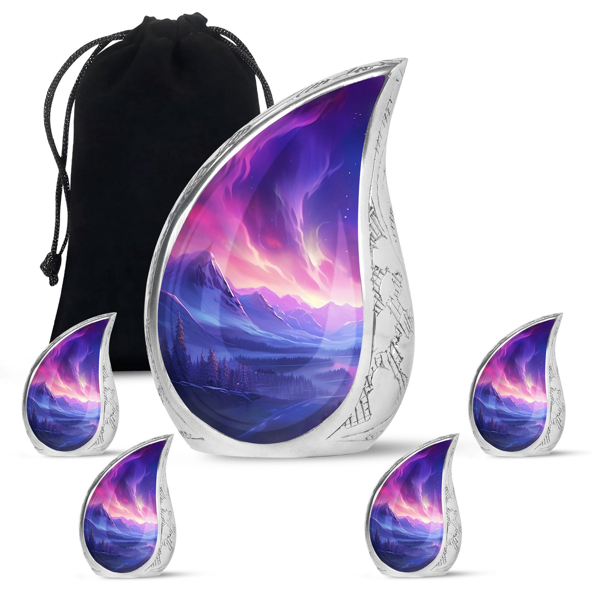 Twilight Northern Lights - Northern Lights Teardrop, Heart Urn