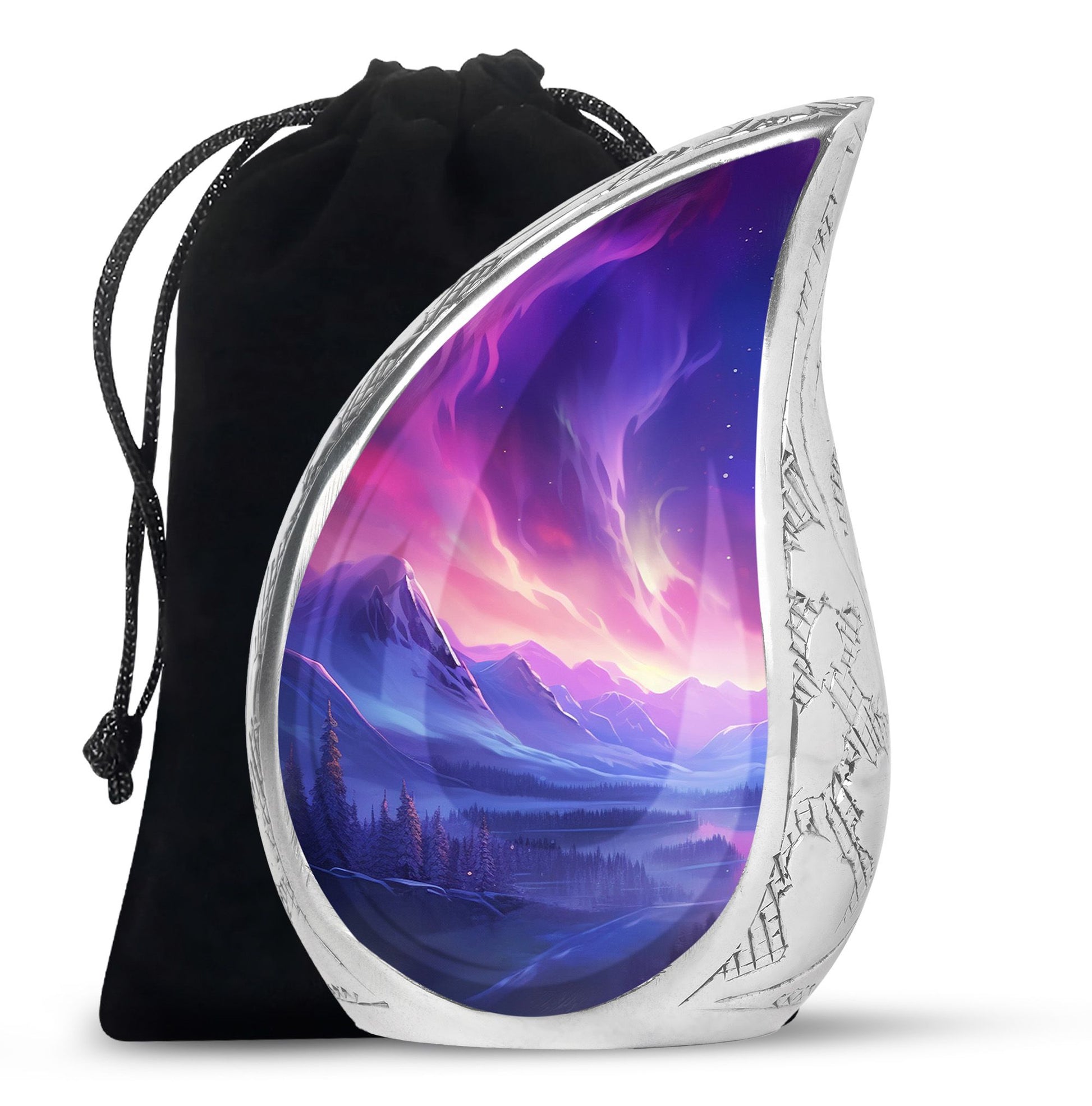 Twilight Northern Lights - Northern Lights Teardrop, Heart Urn
