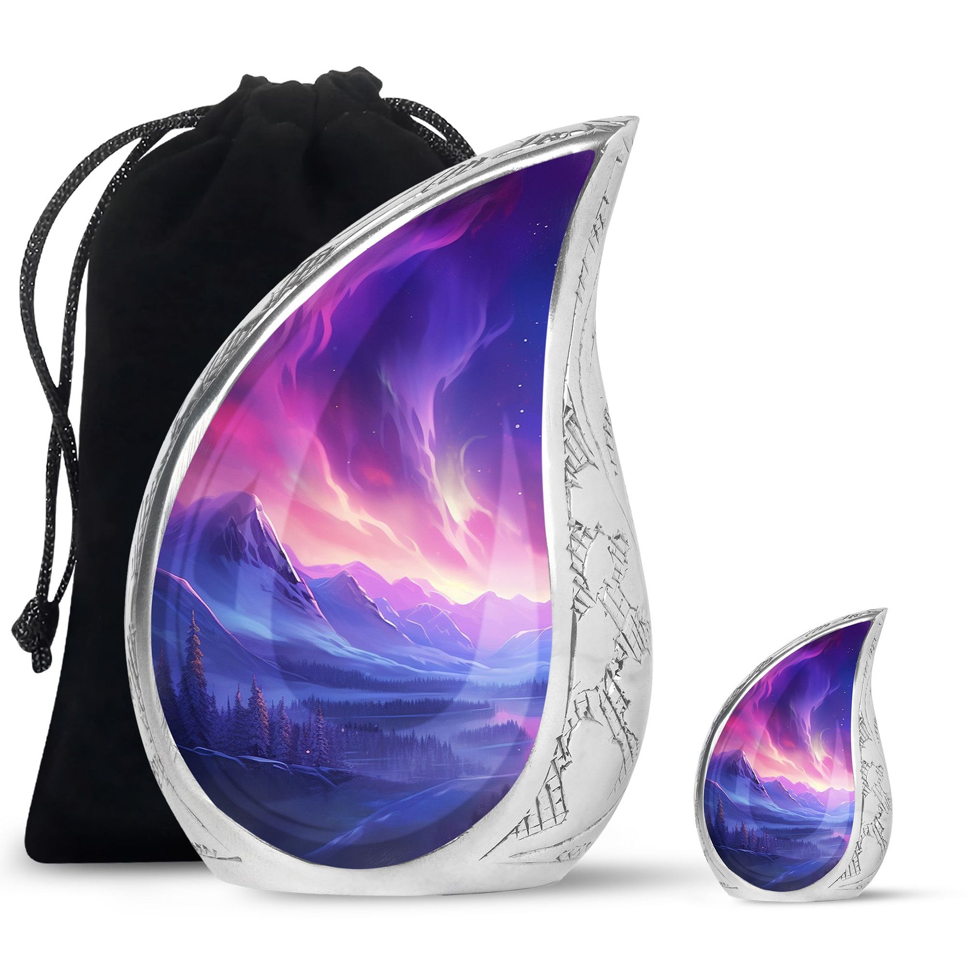 Twilight Northern Lights - Northern Lights Teardrop, Heart Urn