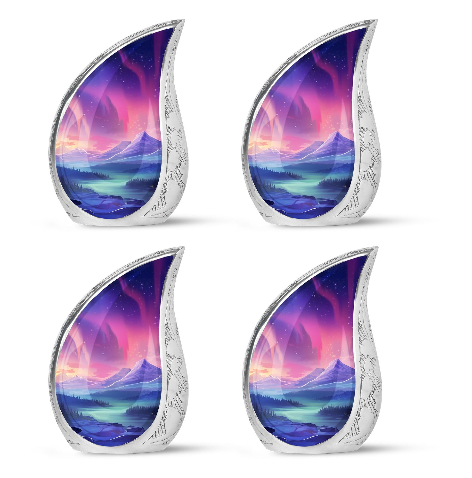 Evening Skies - Northern Light Teardrop, Heart Cremation Urn For Ashes