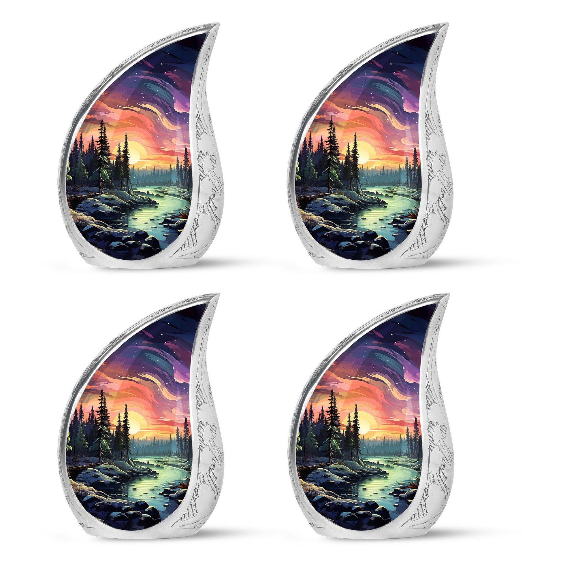 Twilight Forest - Northern Lights Large Teardrop, Heart Urn For Ashes