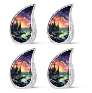 Twilight Forest - Northern Lights Large Teardrop, Heart Urn For Ashes
