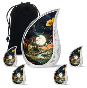 Lunar In Valley - Northern Lights Teardrop, Heart Cremation Urn