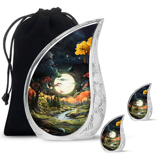 Lunar In Valley - Northern Lights Teardrop, Heart Cremation Urn