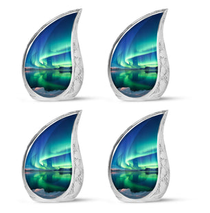 Frozen Landscape - Northern Lights Teardrop, Heart Cremation Urn