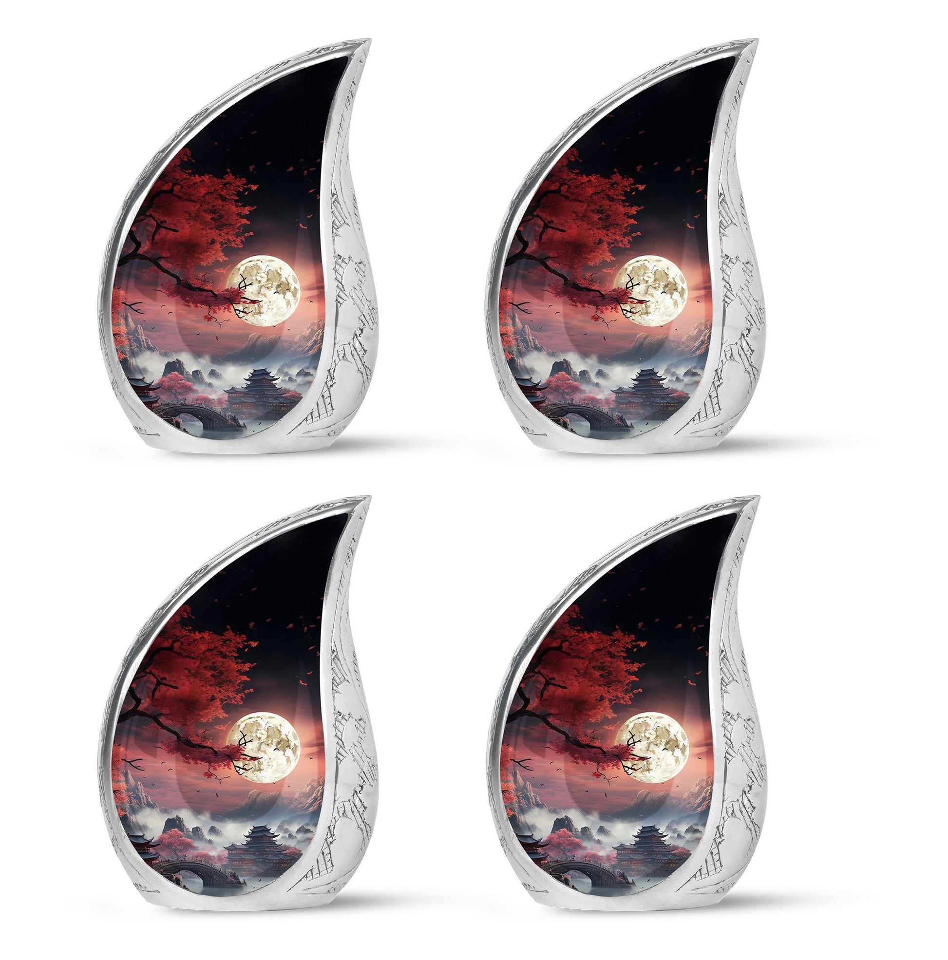 Moonlit Sakura - Moon Urn Large Teardrop, Heart Urn For Ashes