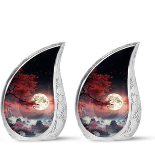 Moonlit Sakura - Moon Urn Large Teardrop, Heart Urn For Ashes