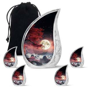 Moonlit Sakura - Moon Urn Large Teardrop, Heart Urn For Ashes