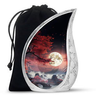 Moonlit Sakura - Moon Urn Large Teardrop, Heart Urn For Ashes